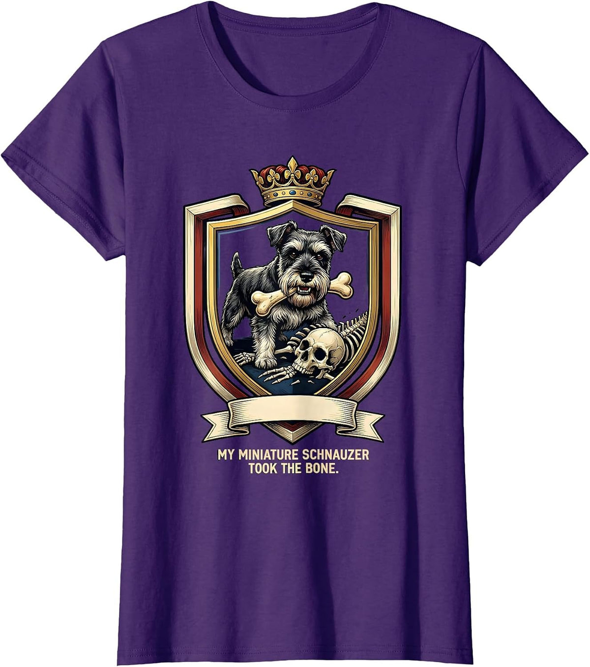 Women's My Miniature Schnauzer Took the Bone Funny Halloween Dog Mom T-Shirt - Purple
