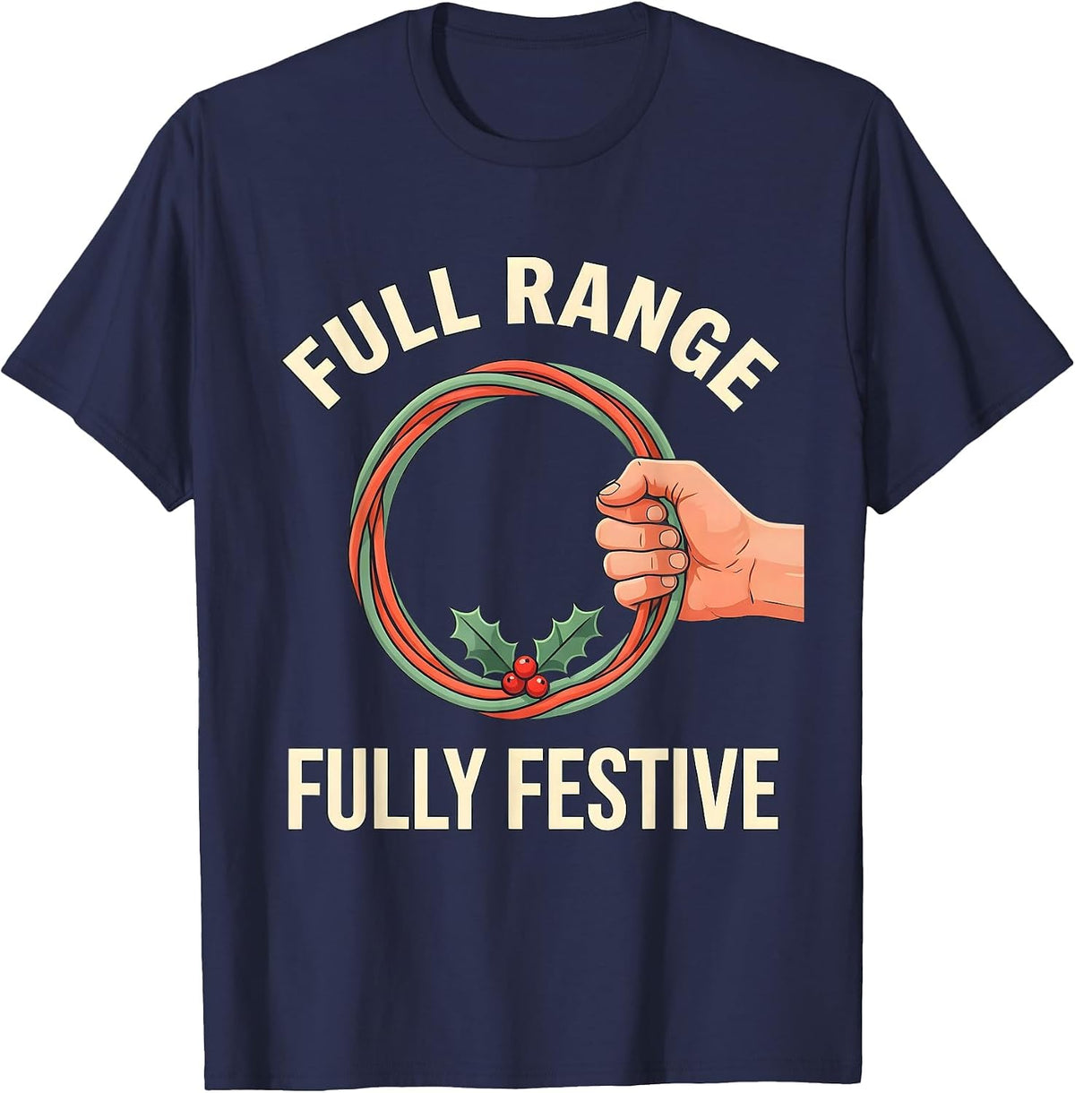Full Range Fully Festive Physical Therapy Christmas T-Shirt - Navy Blue