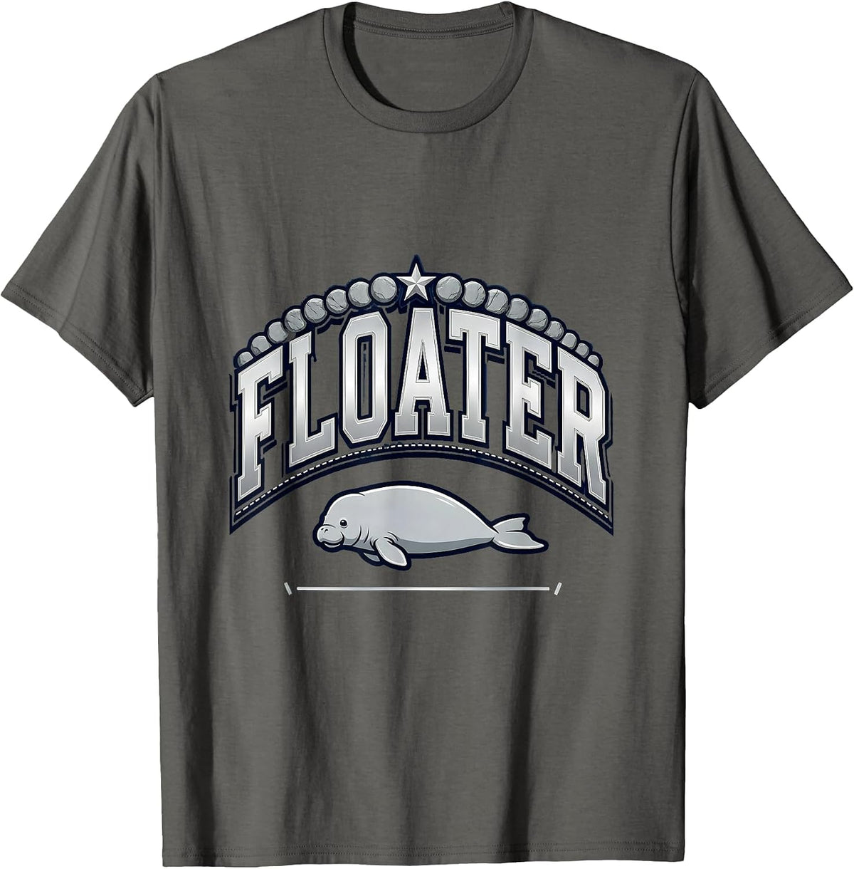 Men's Floater Sparkle Varsity Manatee Sea Cow Humor Gift T-Shirt - Asphalt Grey