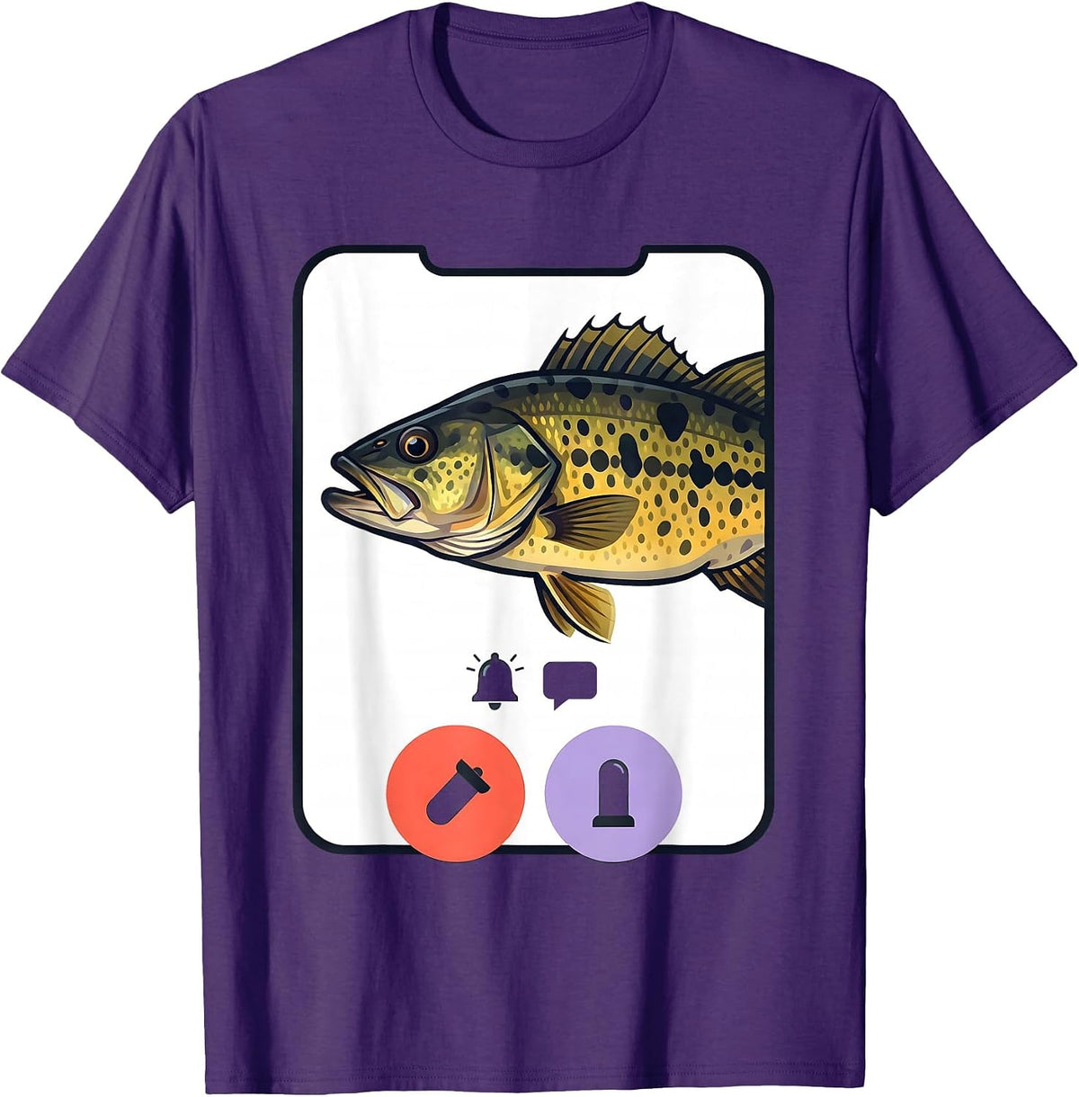 Spotted Bass Phone Call Decline Accept Funny Fishing Meme T-Shirt - Purple