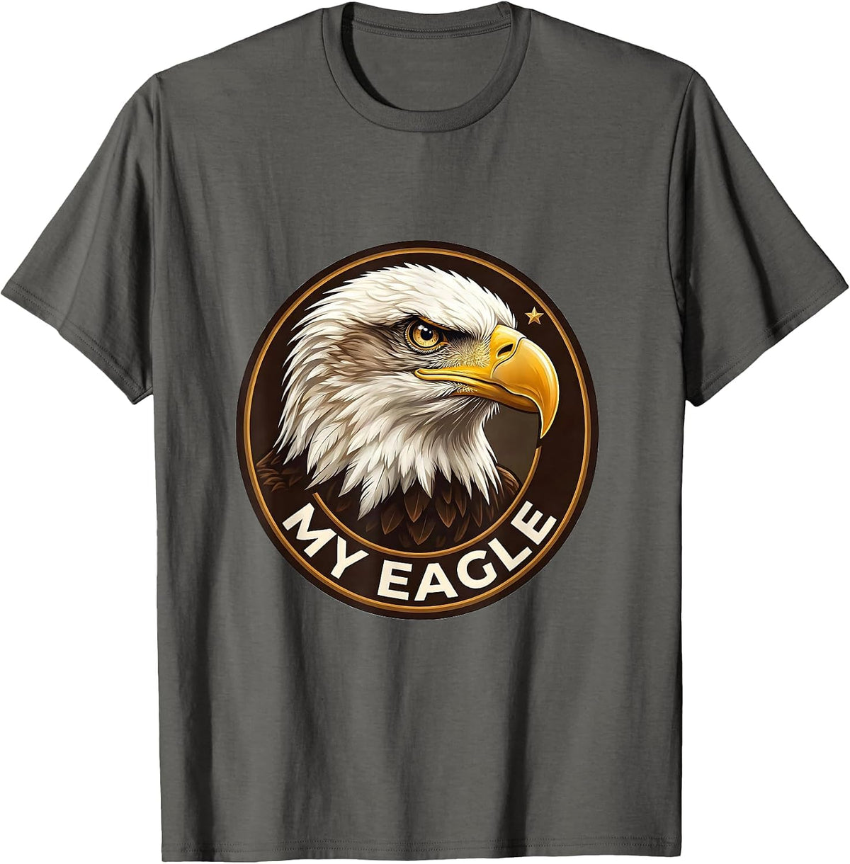 Men's My Eagle Bald Eagle Mascot Fan Pride Family Humor T-Shirt - Asphalt Grey