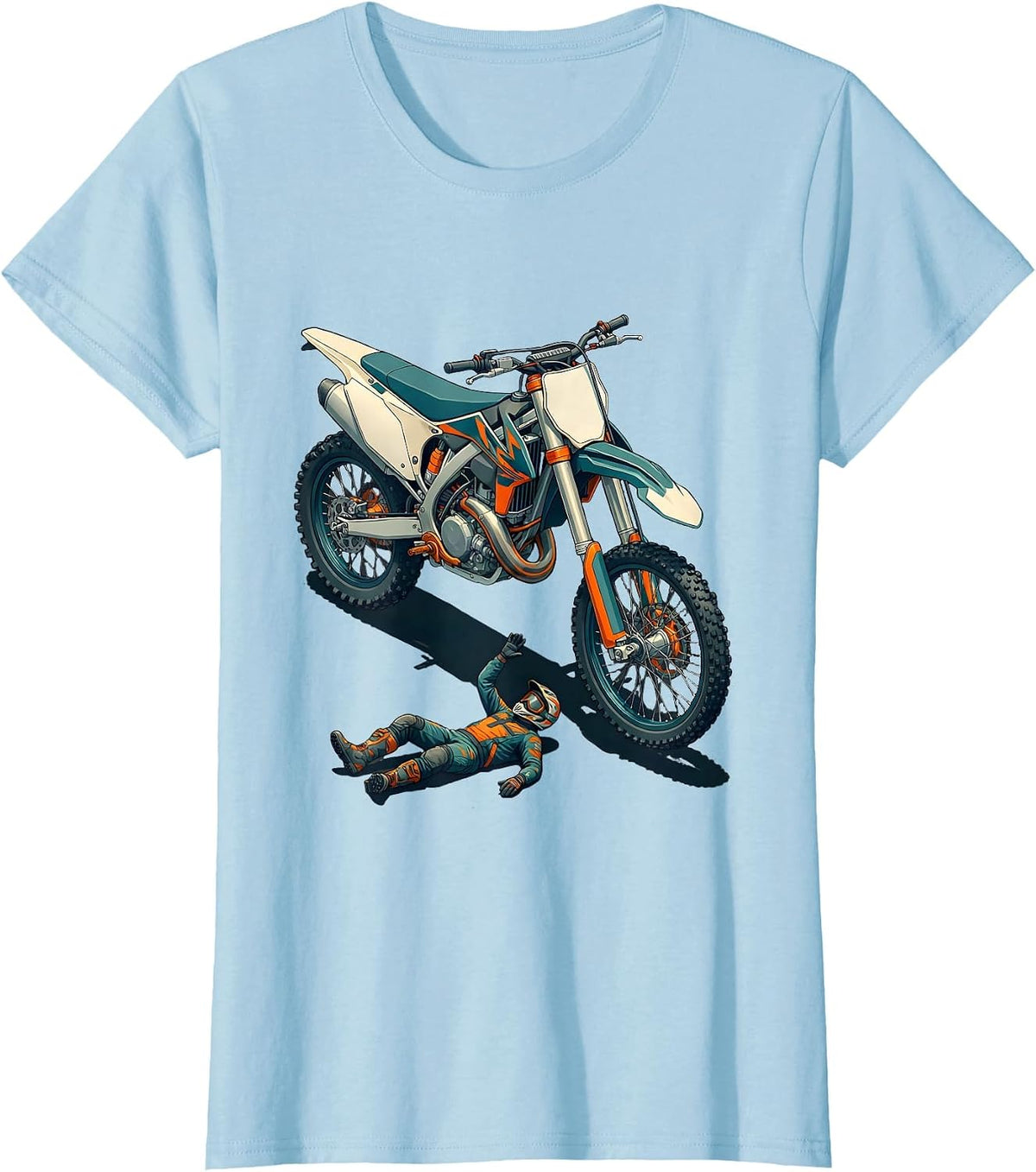 Dirt Bike Crash Funny Motocross Rider Gift T-Shirt - Baby Blue