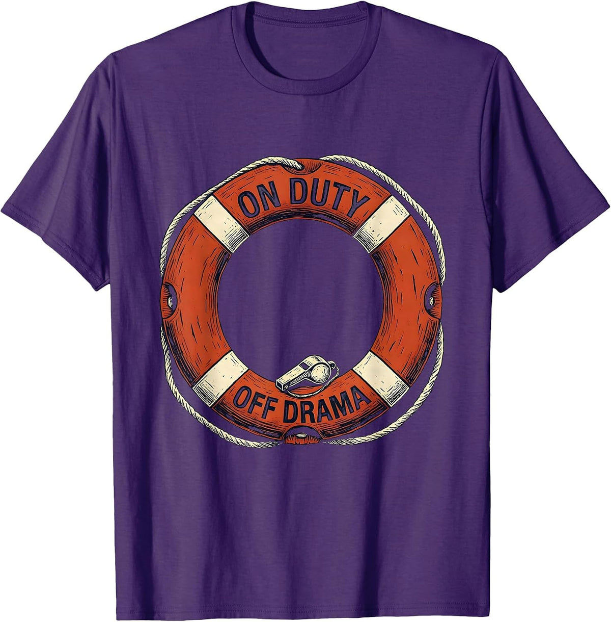 Men's Life Guard On Duty Off Drama Graphic Design T-Shirt - Purple