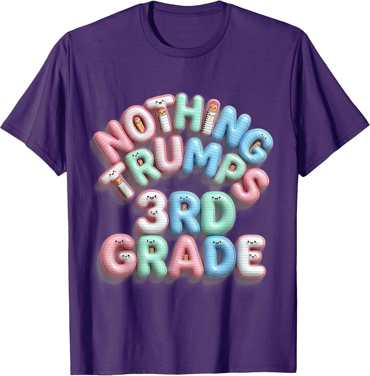 Men's Nothing Trumps 3rd Grade Cute Kawaii Back to School Kids T-Shirt - Purple