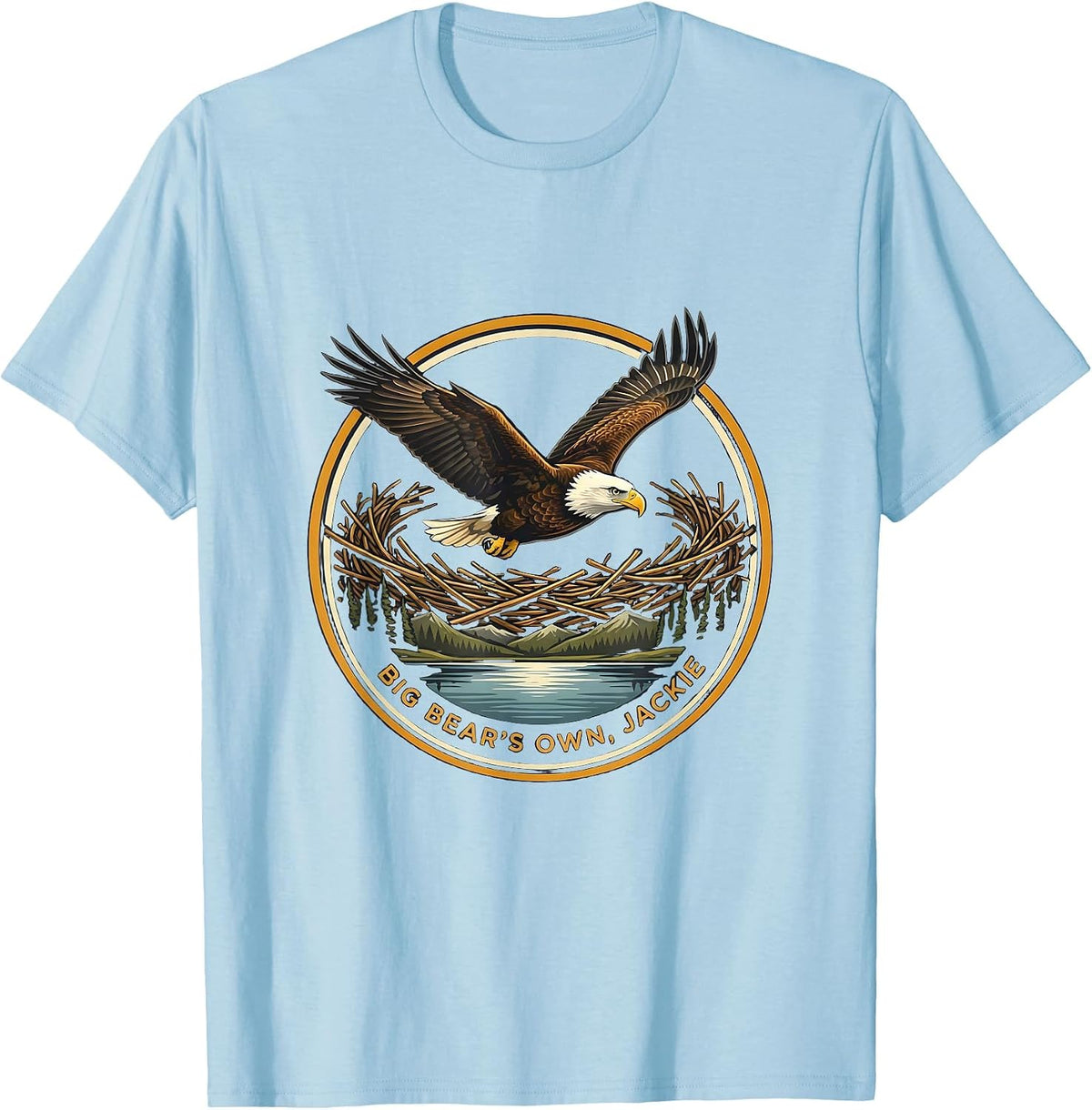 Men's Big Bear's Own Jackie Eagle Memorial Tribute Wildlife T-Shirt - Baby Blue