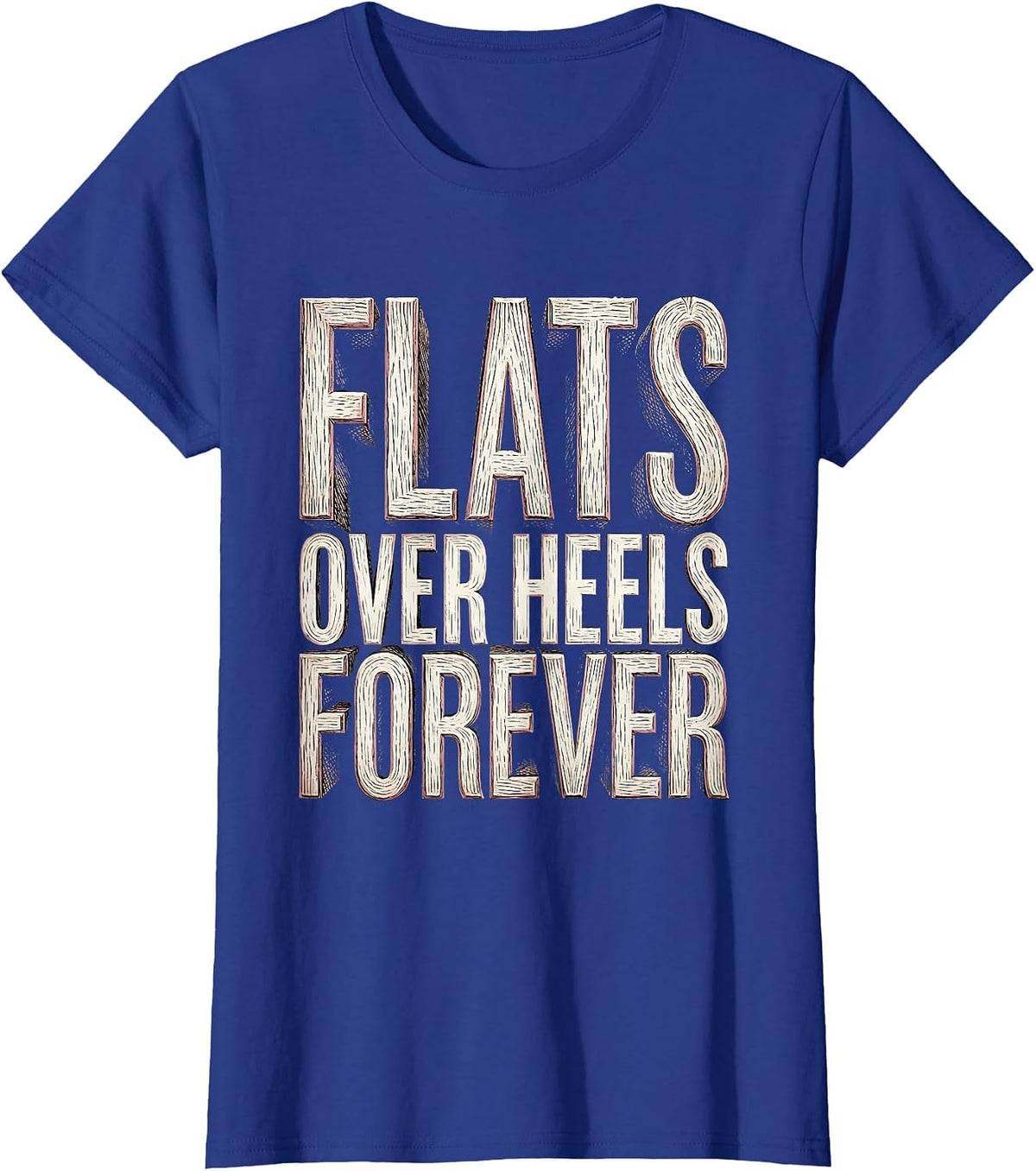 Women's Flats Over Heels Forever Ballet Flat Fashion T-Shirt - Royal Blue
