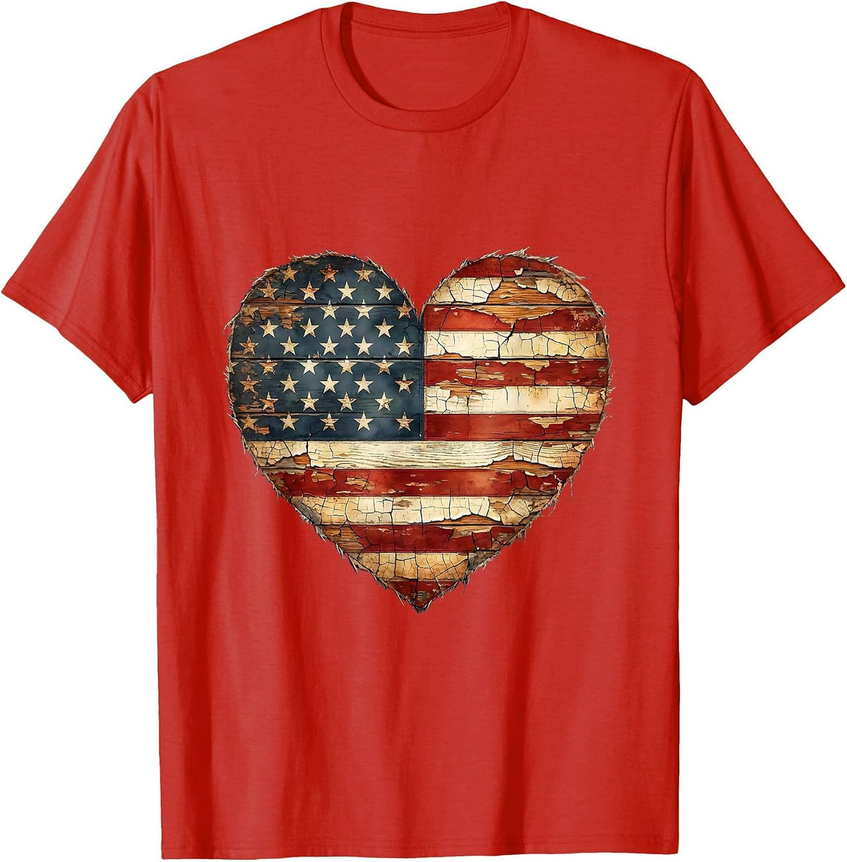 Men's Bald Eagle Wildflower Patriotic Nature Design T-Shirt - Red