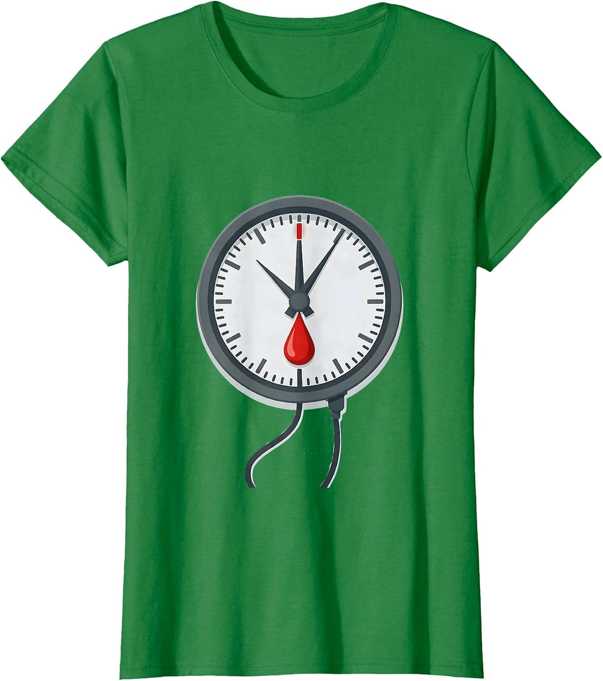 Women's IV Flow-Rate Regulator Clock Nurse Crew New Year Eve Party T-Shirt - Kelly Green
