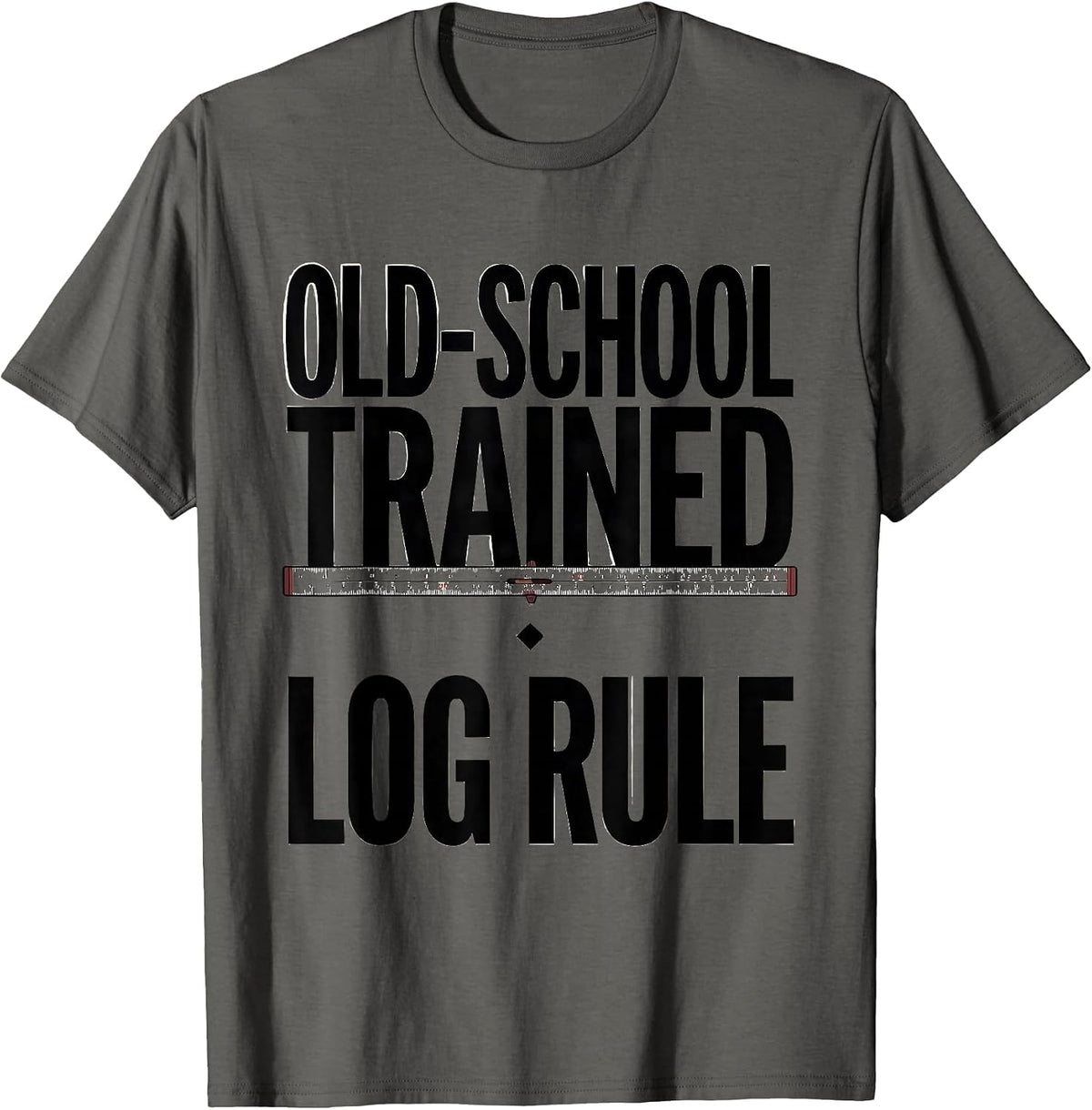 Men's Old-School Trained Log Rule Retro Mechanical Enthusiast T-Shirt - Asphalt Grey