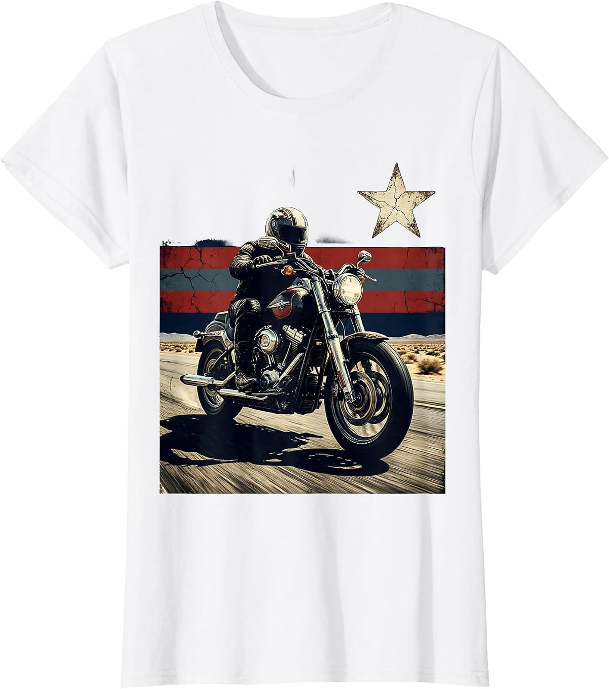 Route 66 Motorbike Rider USA Road Trip Graphic T-Shirt - White