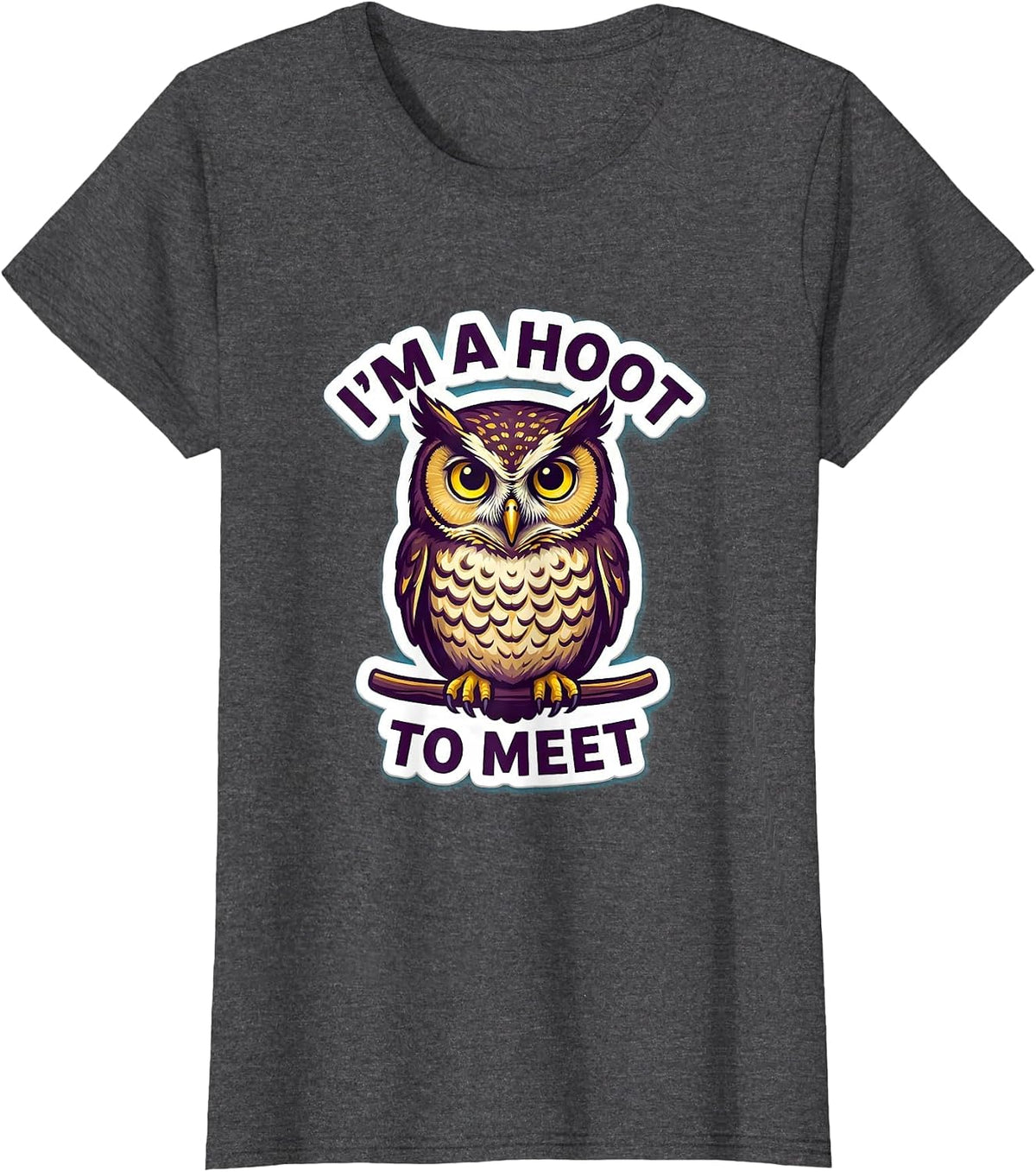 Women's I'm A Hoot To Meet Funny Owl Lover Birdwatcher Humor T-Shirt - Dark Heather Grey