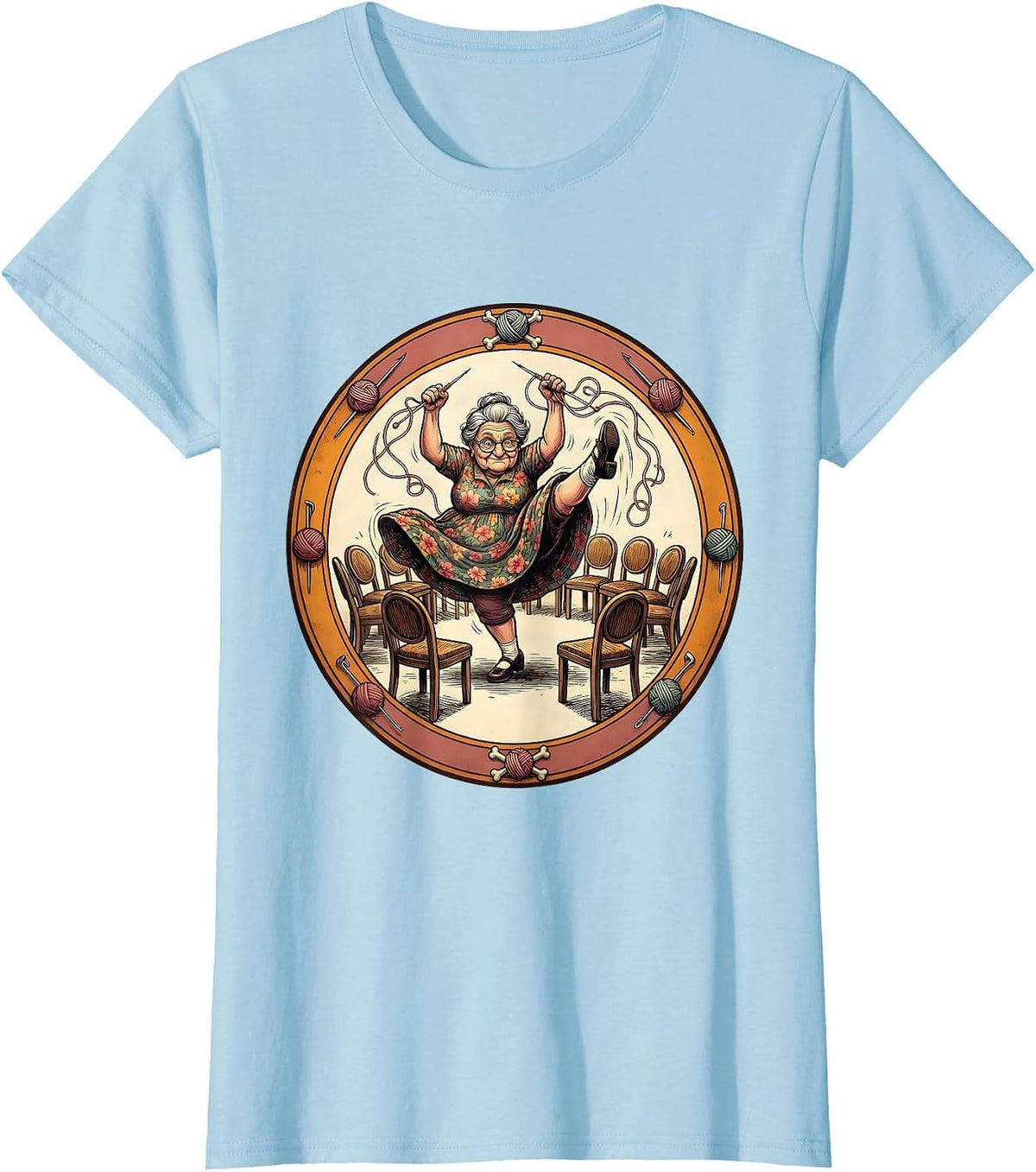 Women's Grandma Busts Moves at Knitting Circle T-Shirt - Baby Blue