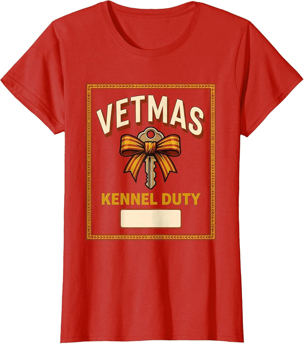 Women's Vetmas Kennel Duty Funny Vet Tech Christmas Veterinary Crew T-Shirt - Red