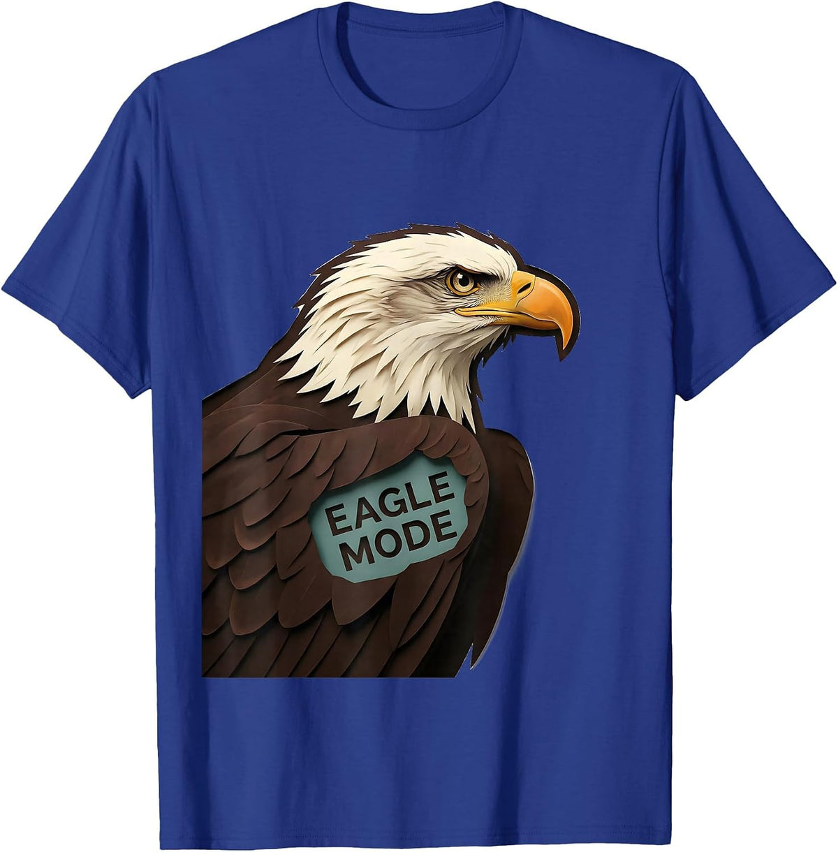Men's Eagle Mode Paper Cutout Bald Eagle Mascot Fan Pride T-Shirt - Royal Blue