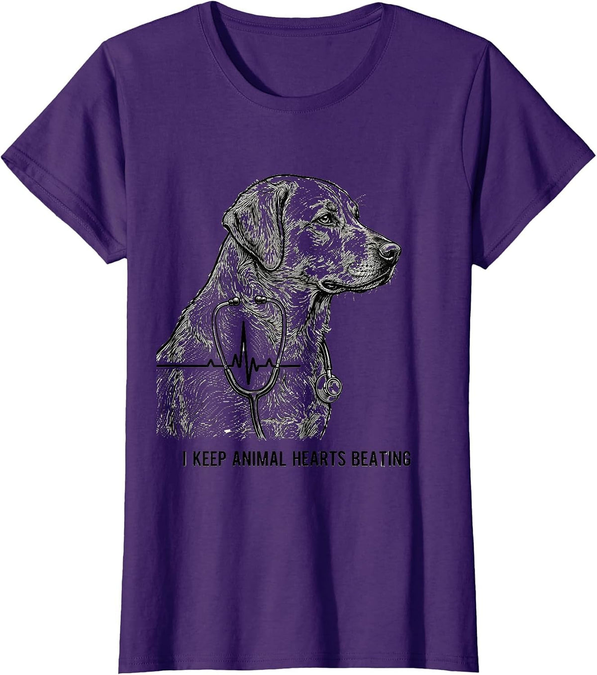 Women's I Keep Animal Hearts Beating Funny Vet Tech Veterinary T-Shirt - Purple