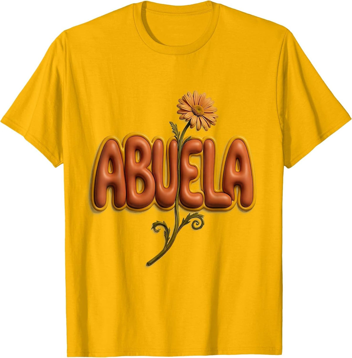 Abuela Groovy Bubble Letterform Grandparent Day Gift T-Shirt - Golden Yellow