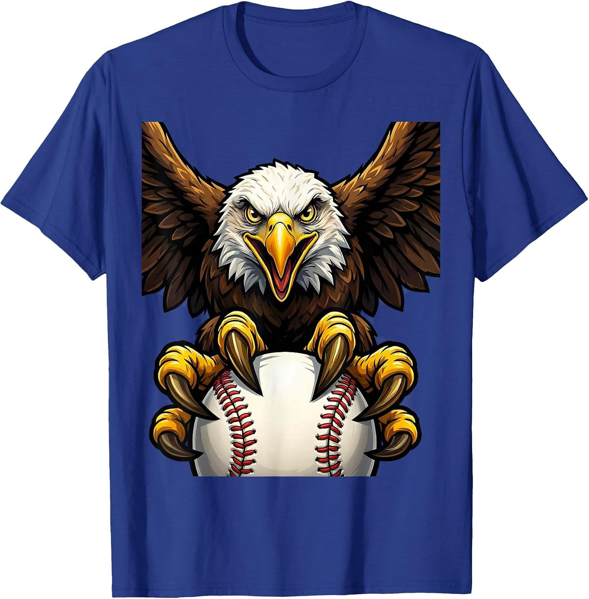 Eagle Clutching Baseball Graphic Tee T-Shirt - Royal Blue