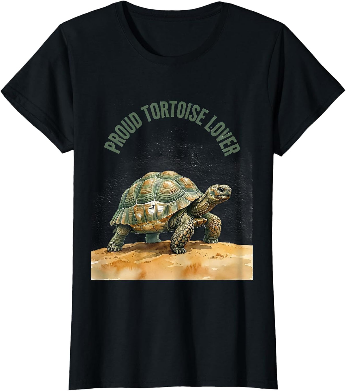 Proud Tortoise Lover Watercolor Tortoise Animal Lover Gift T-Shirt - Black