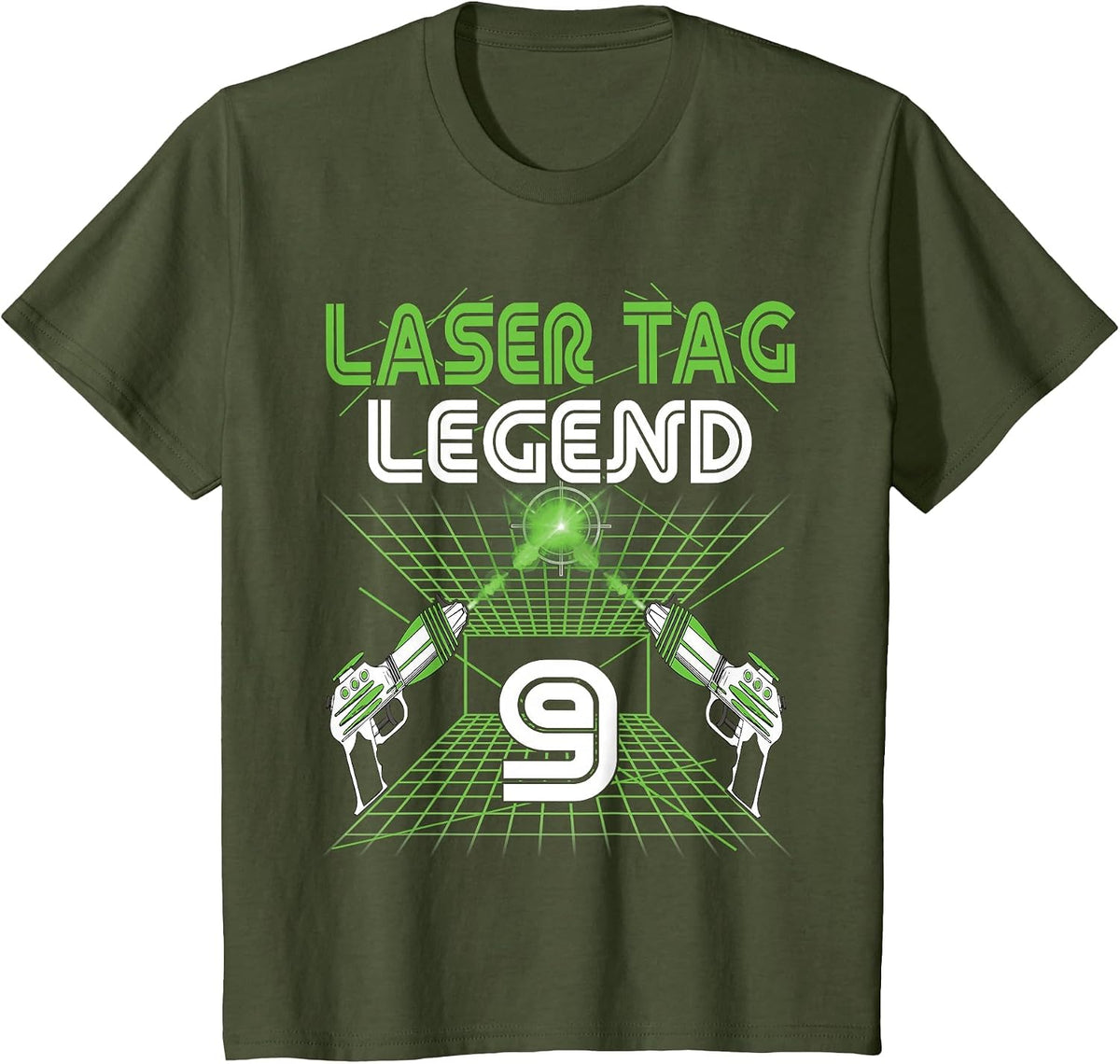 Lasertag Birthday Party - Laser tag 9 Years Birthday T-Shirt - Olive Green