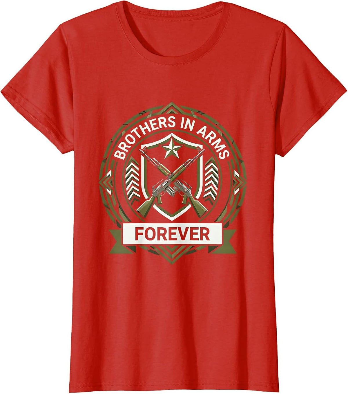 Brothers in Arms Forever Military Men Design T-Shirt - Red