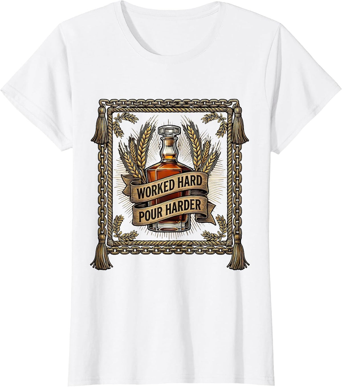 Women's Whiskey Lover Labor Day Worked Hard Pour Harder T-Shirt - White