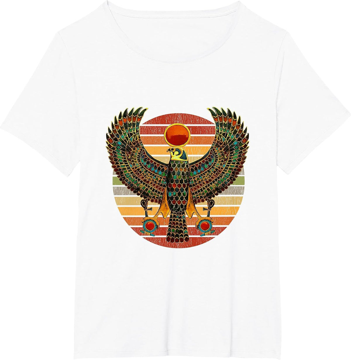 Retro Vintage Horus Ancient Egyptian Falcon Hieroglyph T-Shirt - White