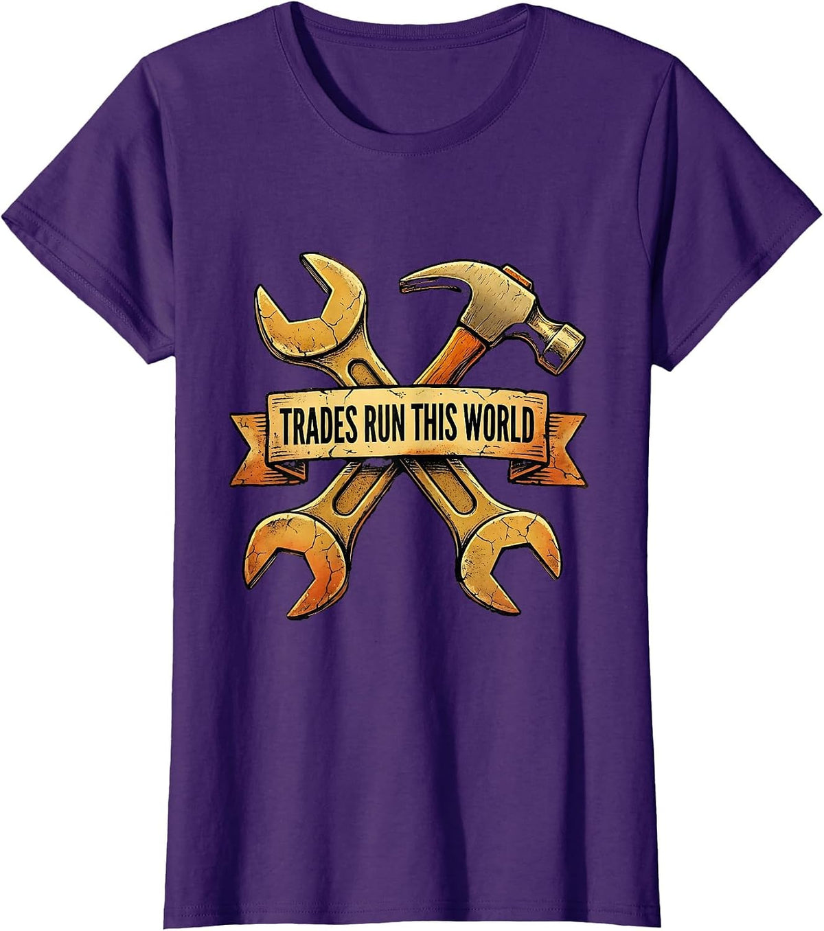 Women's Trades Run This World Blue Collar Pride Design T-Shirt - Purple