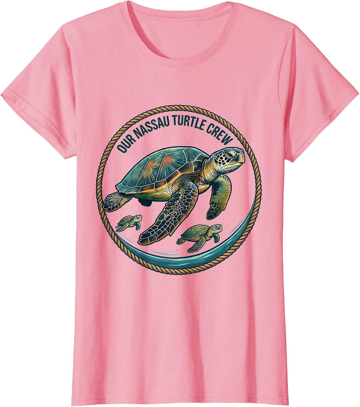 Women's Our Nassau Turtle Crew Retro Sea Turtle Ocean Animal Lover T-Shirt - Pink