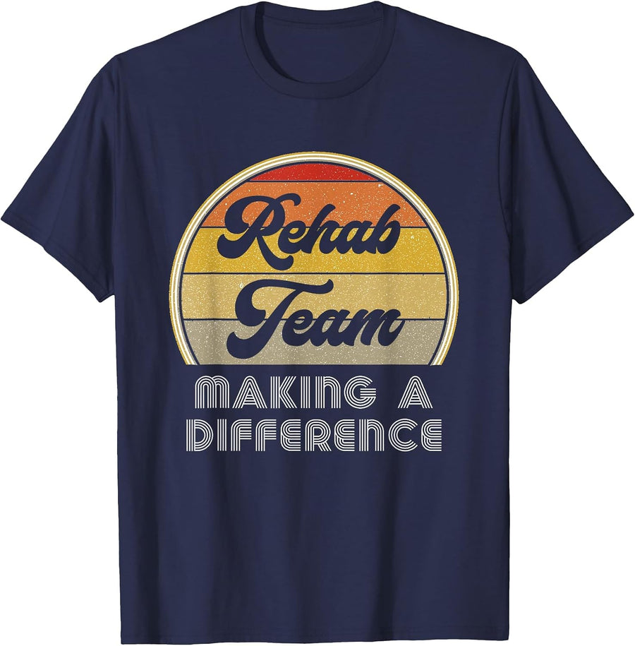 Physical Therapy PT Month Rehab Team Making A Difference OT T-Shirt - Navy Blue