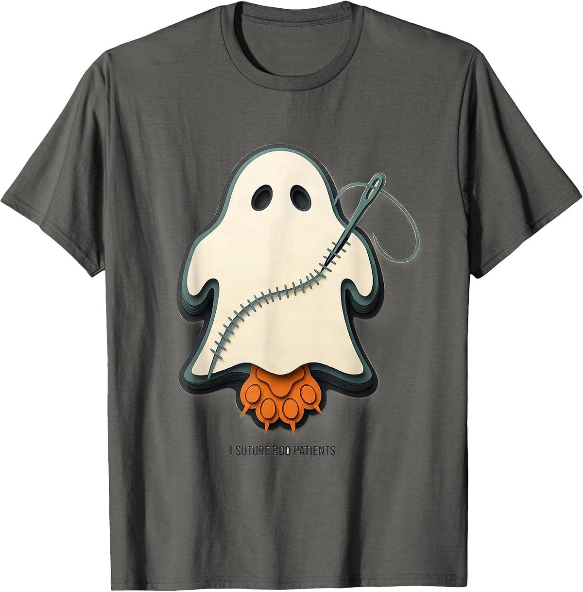 I Suture Boo Patients Funny Vet Tech Halloween Humor T-Shirt - Asphalt Grey