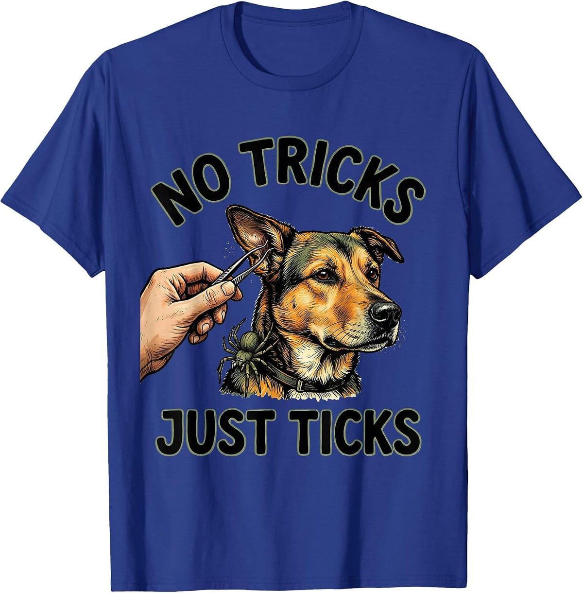 No Tricks, Just Ticks Funny Vet Tech Veterinary Technician T-Shirt - Royal Blue
