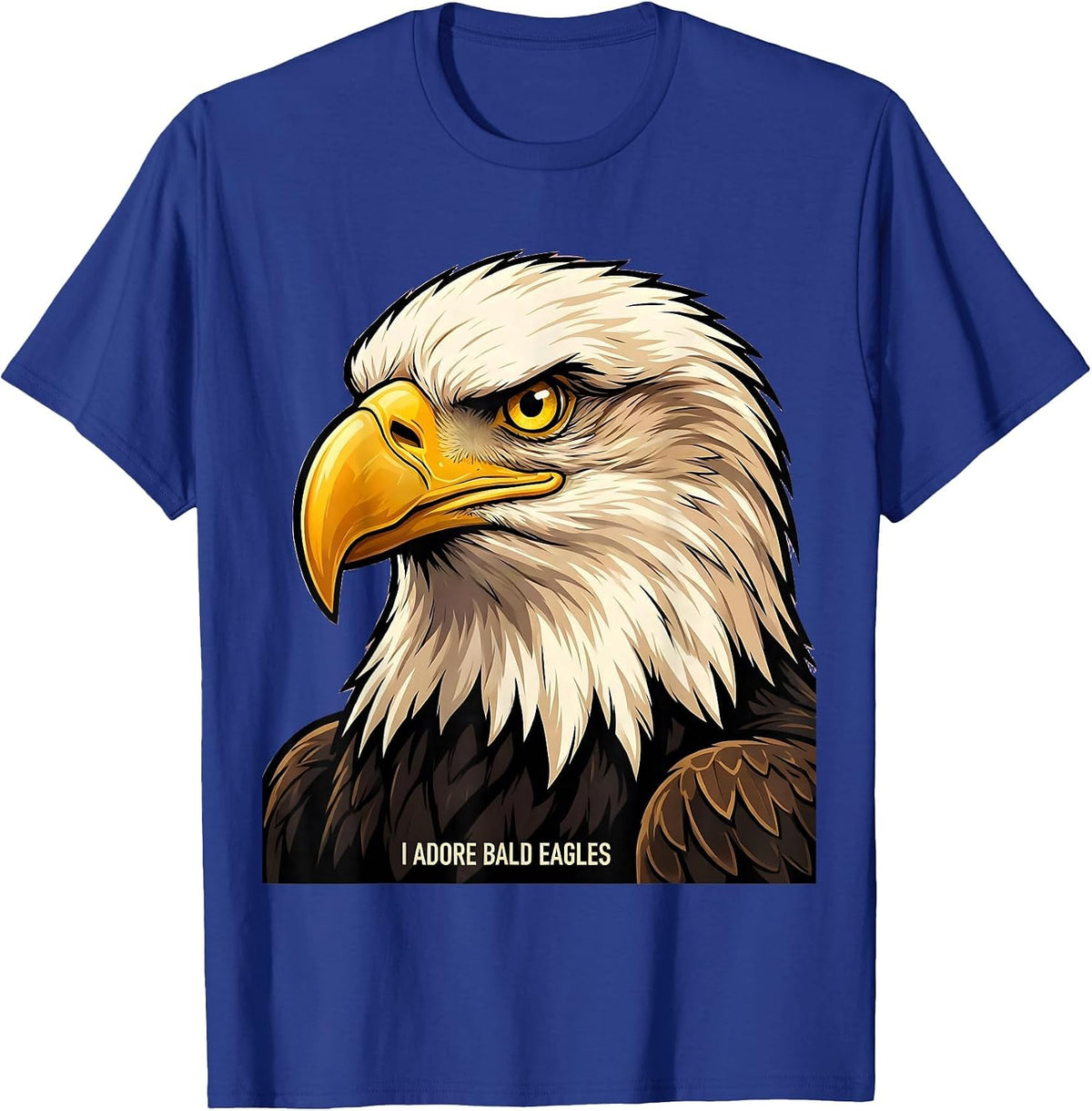 Men's I Adore Bald Eagles Cartoon Wildlife Lover Eagle Enthusiast T-Shirt - Royal Blue