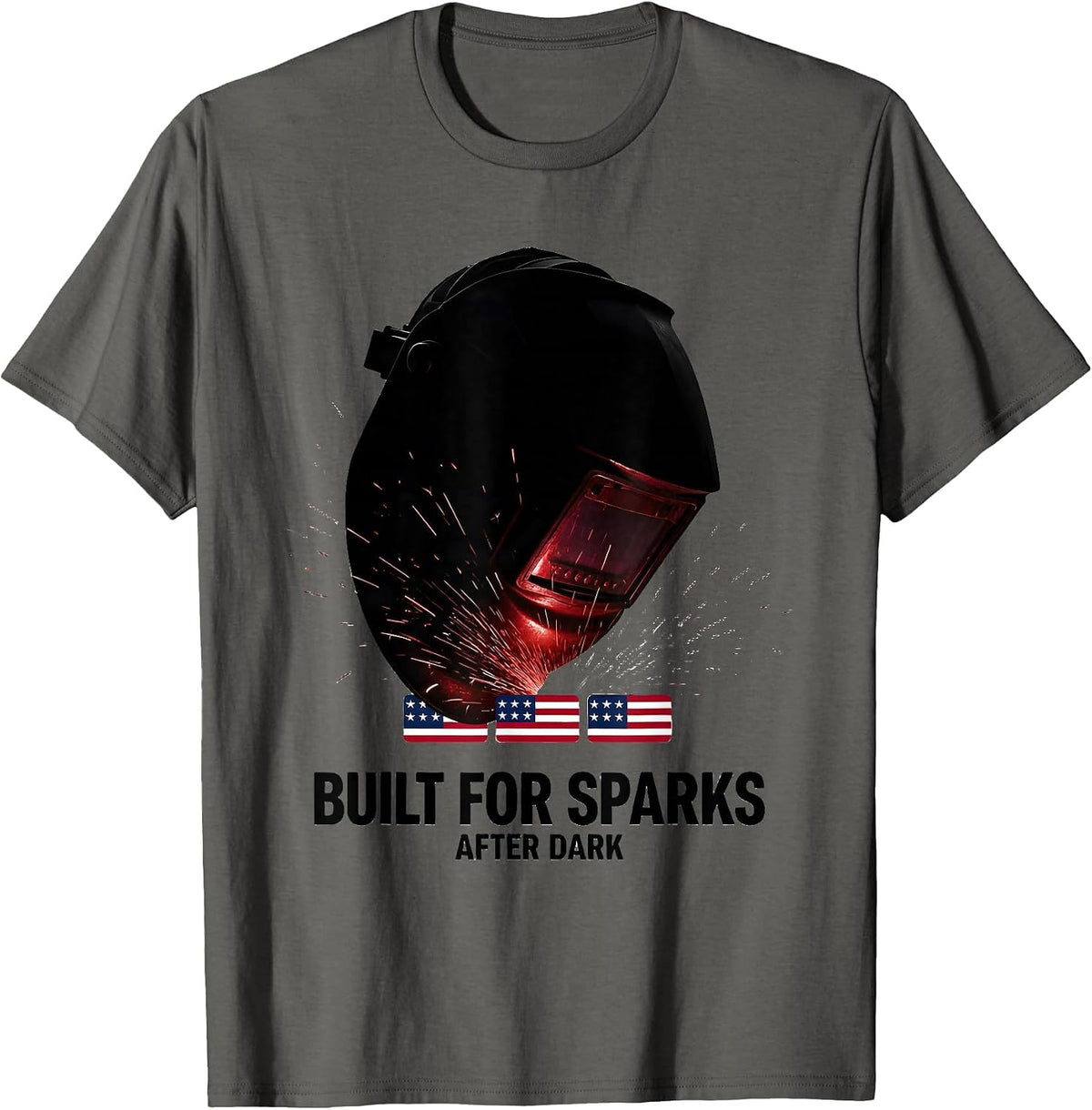 Built For Sparks After Dark Patriotic Oilfield Worker T-Shirt - Asphalt Grey