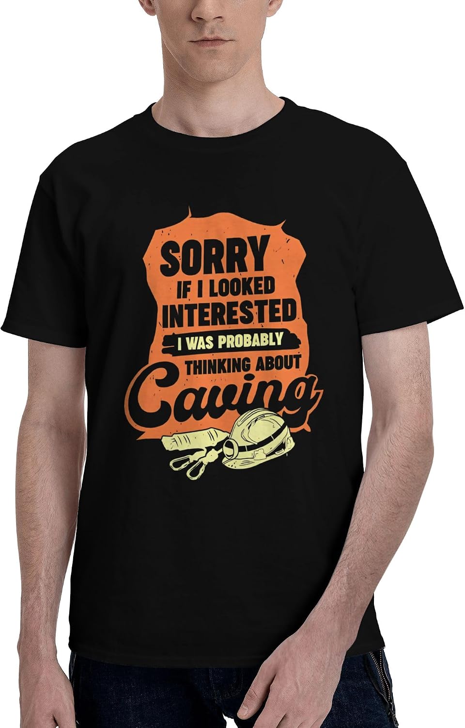 Men's T-Shirt,Caving Spelunking Potholing,Tag‑Free Soft Tee Double Stitched Durable - As Pictured