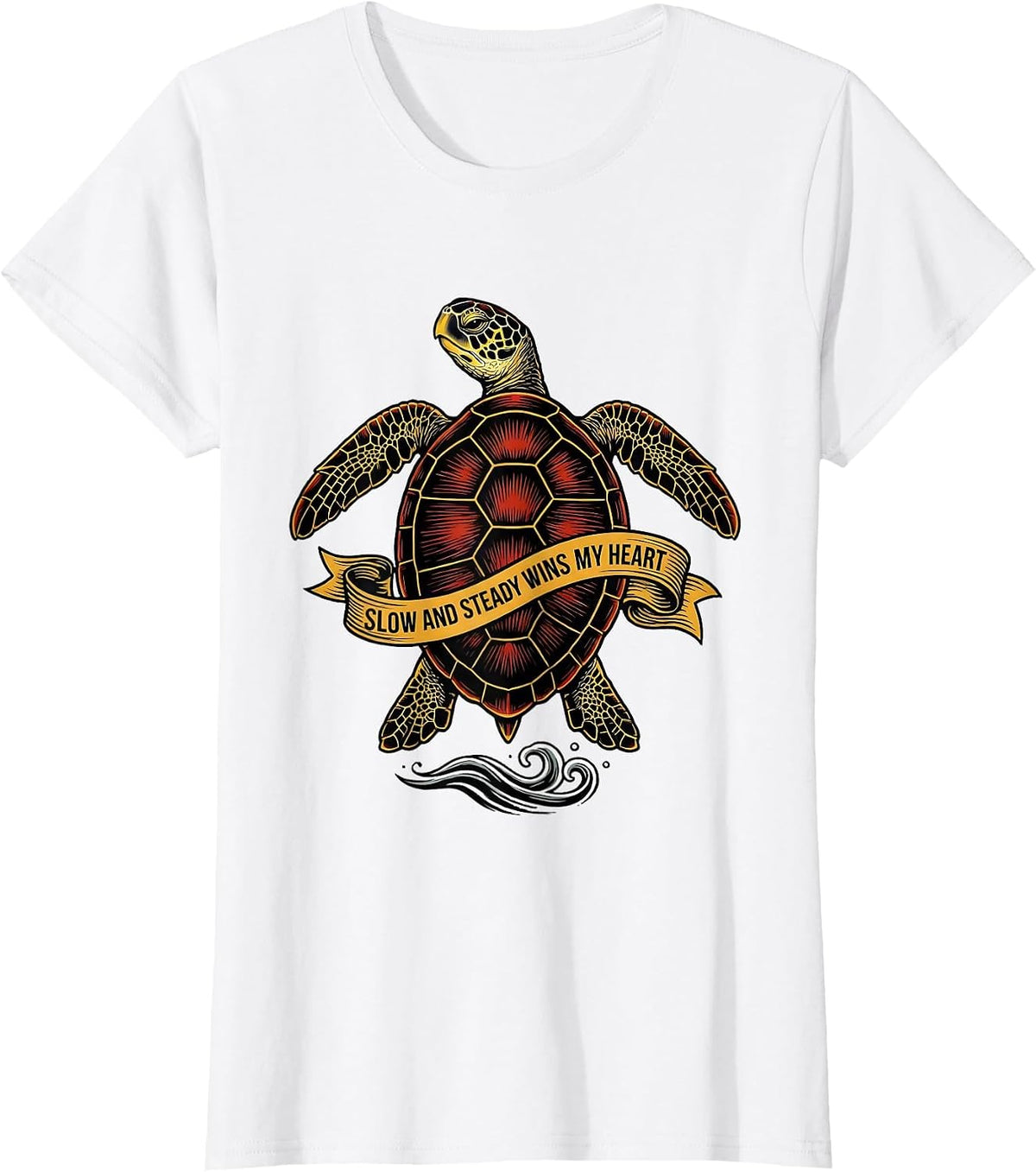 Slow And Steady Wins My Heart Tattoo Sea Turtle Ocean Animal T-Shirt - White
