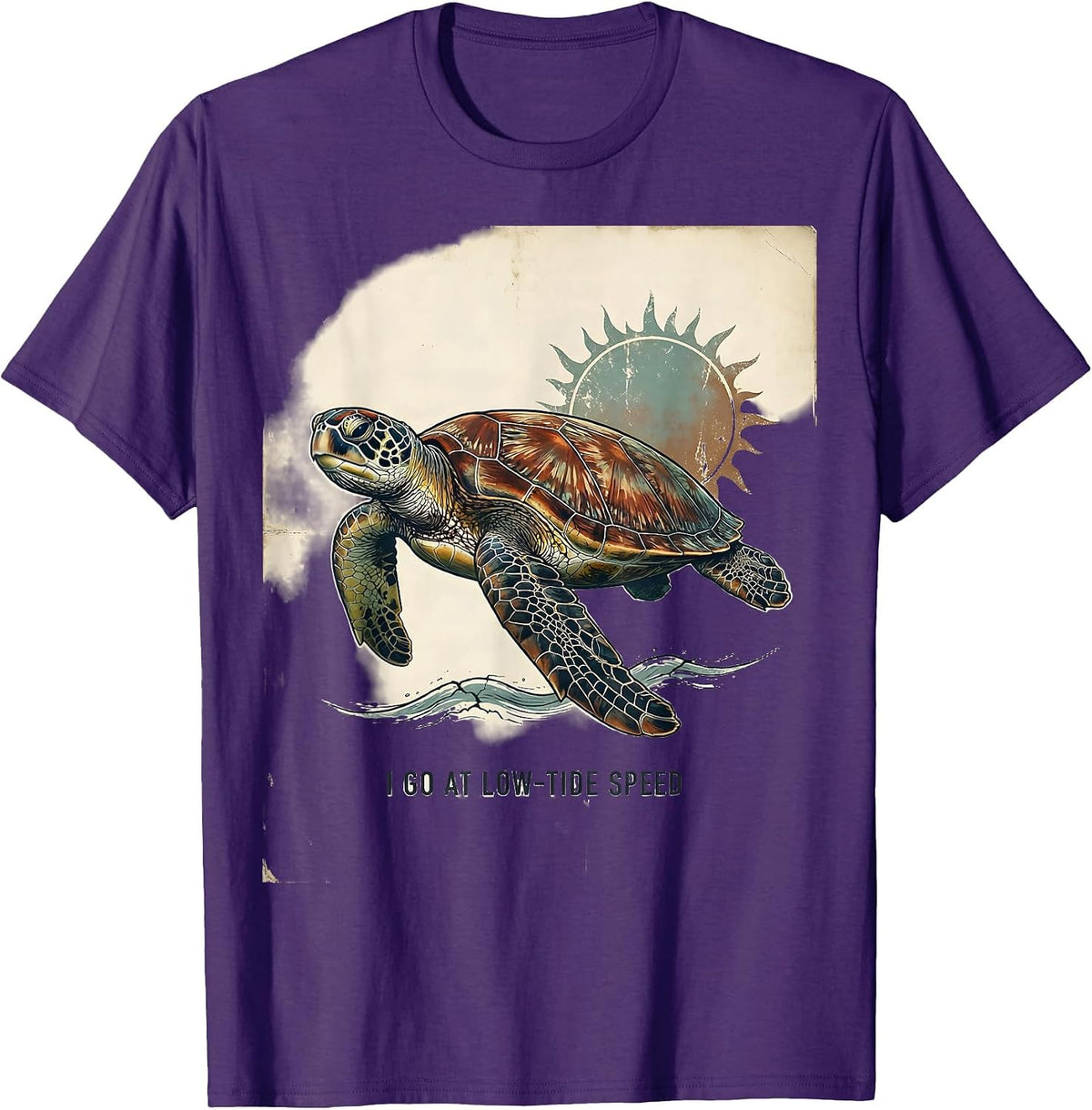 I Go At Low-Tide Speed Vintage Sea Turtle Beach Souvenir T-Shirt - Purple