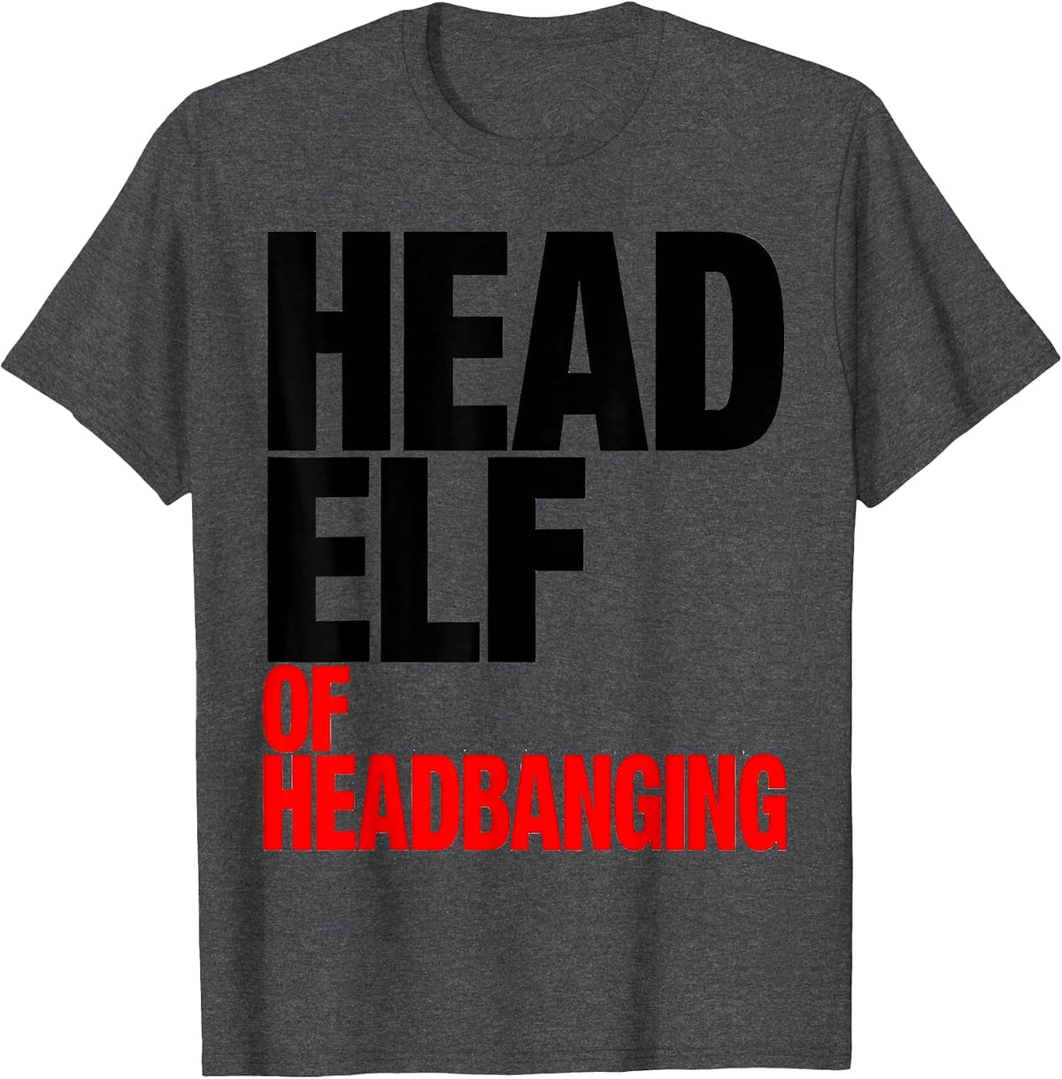 Men's Head Elf Of Headbanging Funny Heavy Metal Christmas Rock Fan T-Shirt - Dark Heather Grey