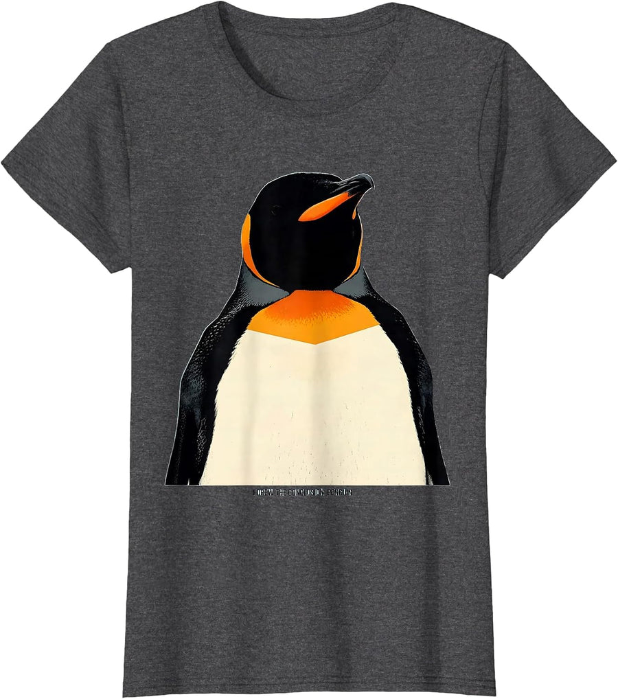Women's I Drew The Conclusion Penguin Funny Penguin Lover Animal T-Shirt - Dark Heather Grey