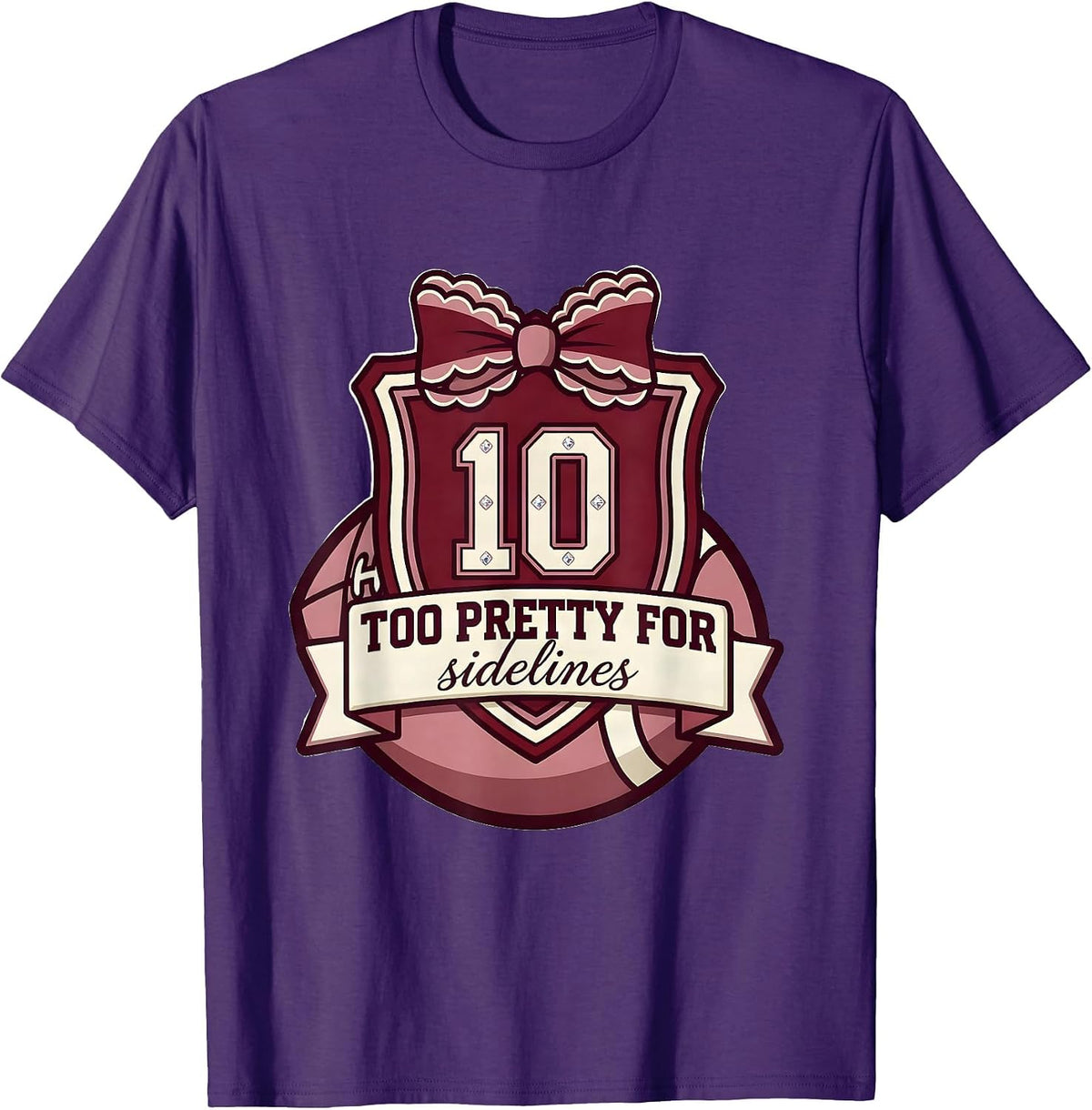 Men's Too Pretty For Sidelines Rugby Design T-Shirt - Purple