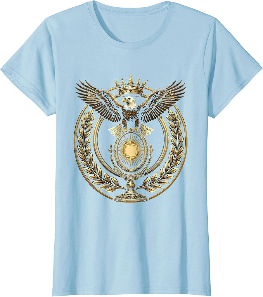 Women's Bold Eagle Vanity Mirror Woke Up Sexy As Hell T-Shirt - Baby Blue