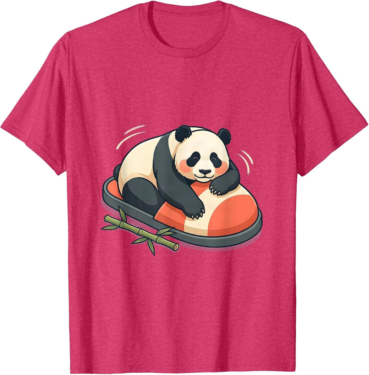 Panda In Slipper Funny Animal Lover Humor T-Shirt - Red Heather