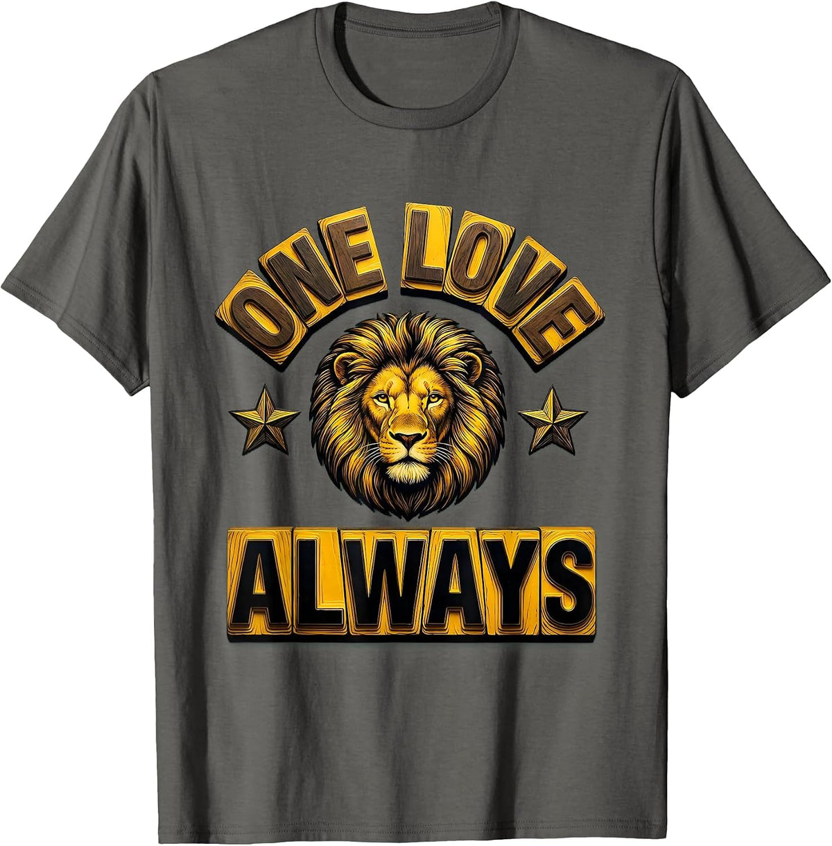 One Love Always Jamaica Reggae Inspired Design T-Shirt - Asphalt Grey