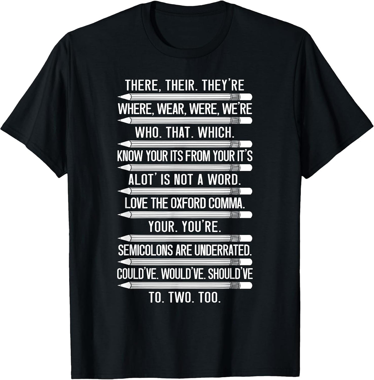 Funny Grammar Police Grammar Nazy English Writing Teacher T-Shirt, Men, Black, Small - As Pictured