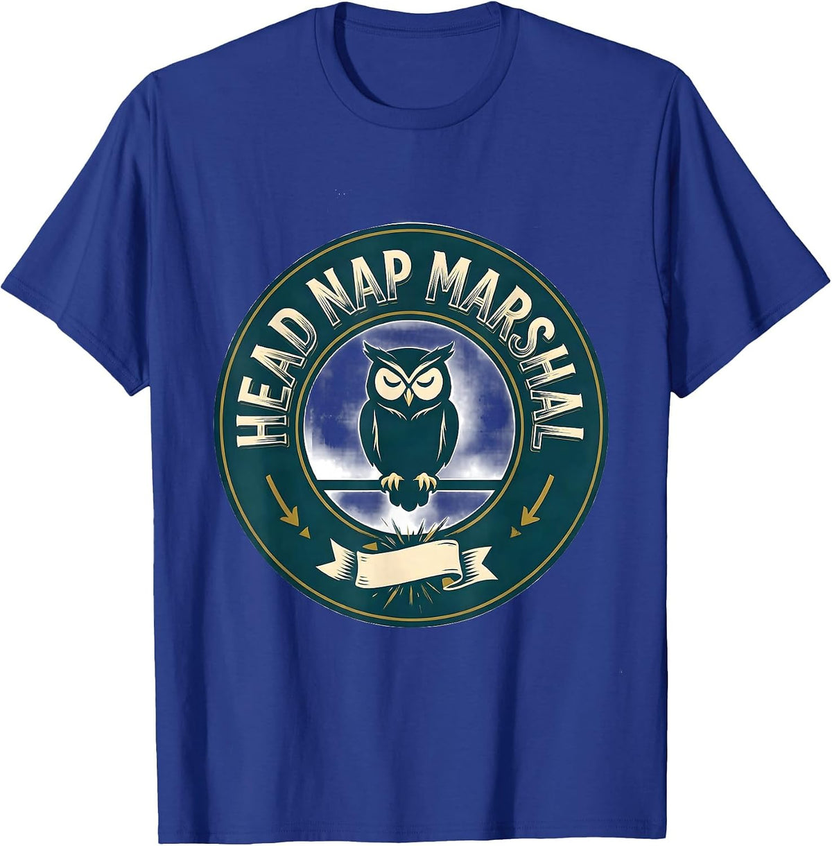 Head Nap Marshal Cute Owl Sleepshirt Animal Lover Novelty T-Shirt - Royal Blue