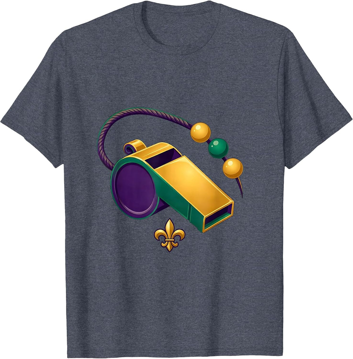 Mardi Gras Whistle Beads Carnival Party Souvenir T-Shirt - Heather Blue