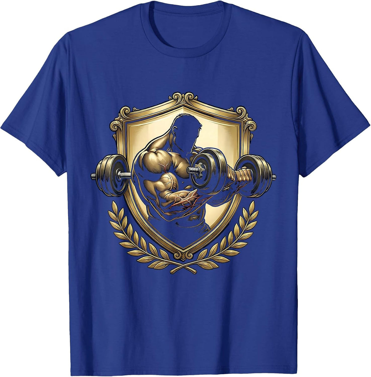 Oversized Gym Bro Dumbbell Curl Graphic Tee T-Shirt - Royal Blue