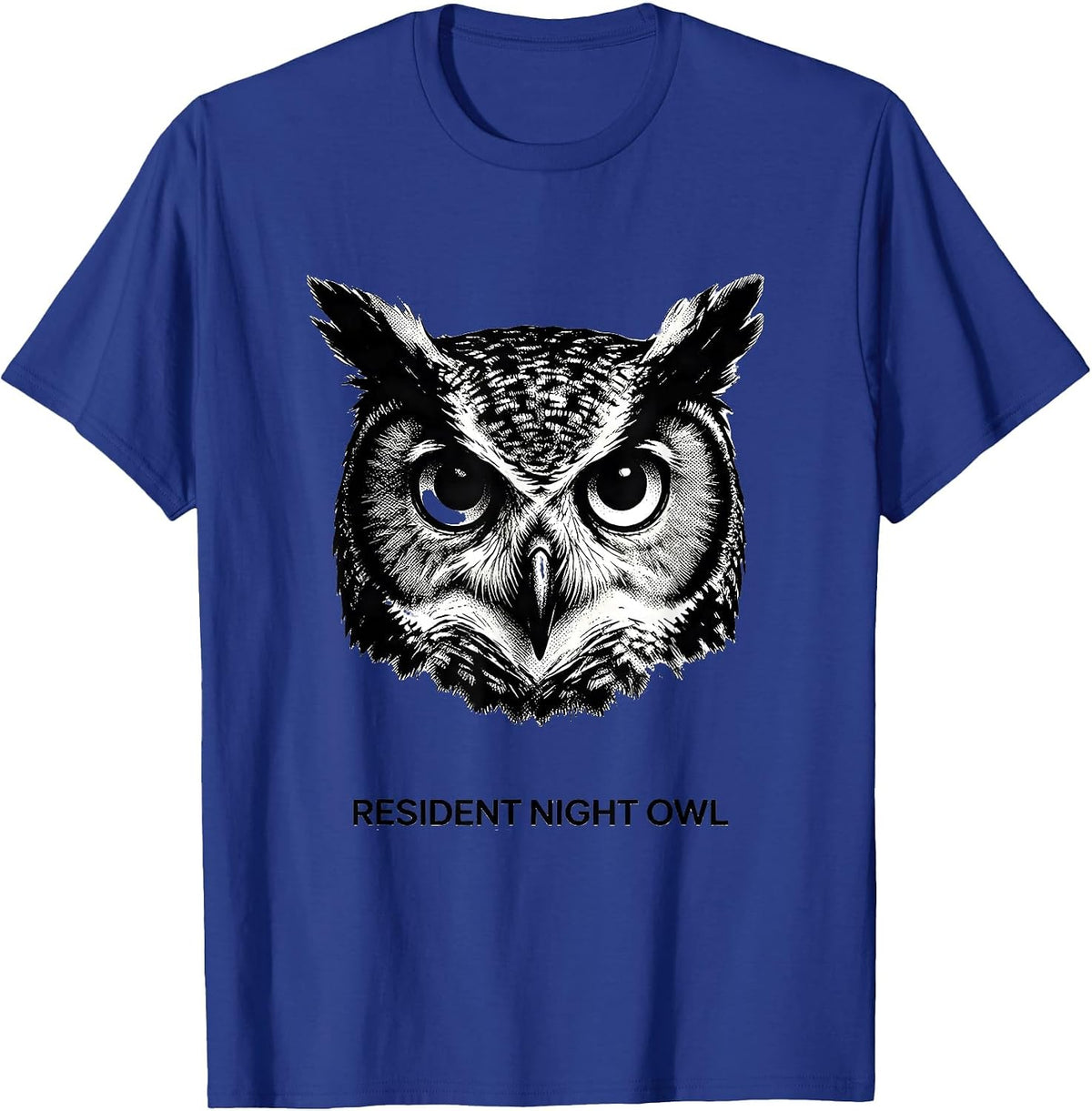 Men's Resident Night Owl Funny Owl Lover Bird Humor Graphic T-Shirt - Royal Blue