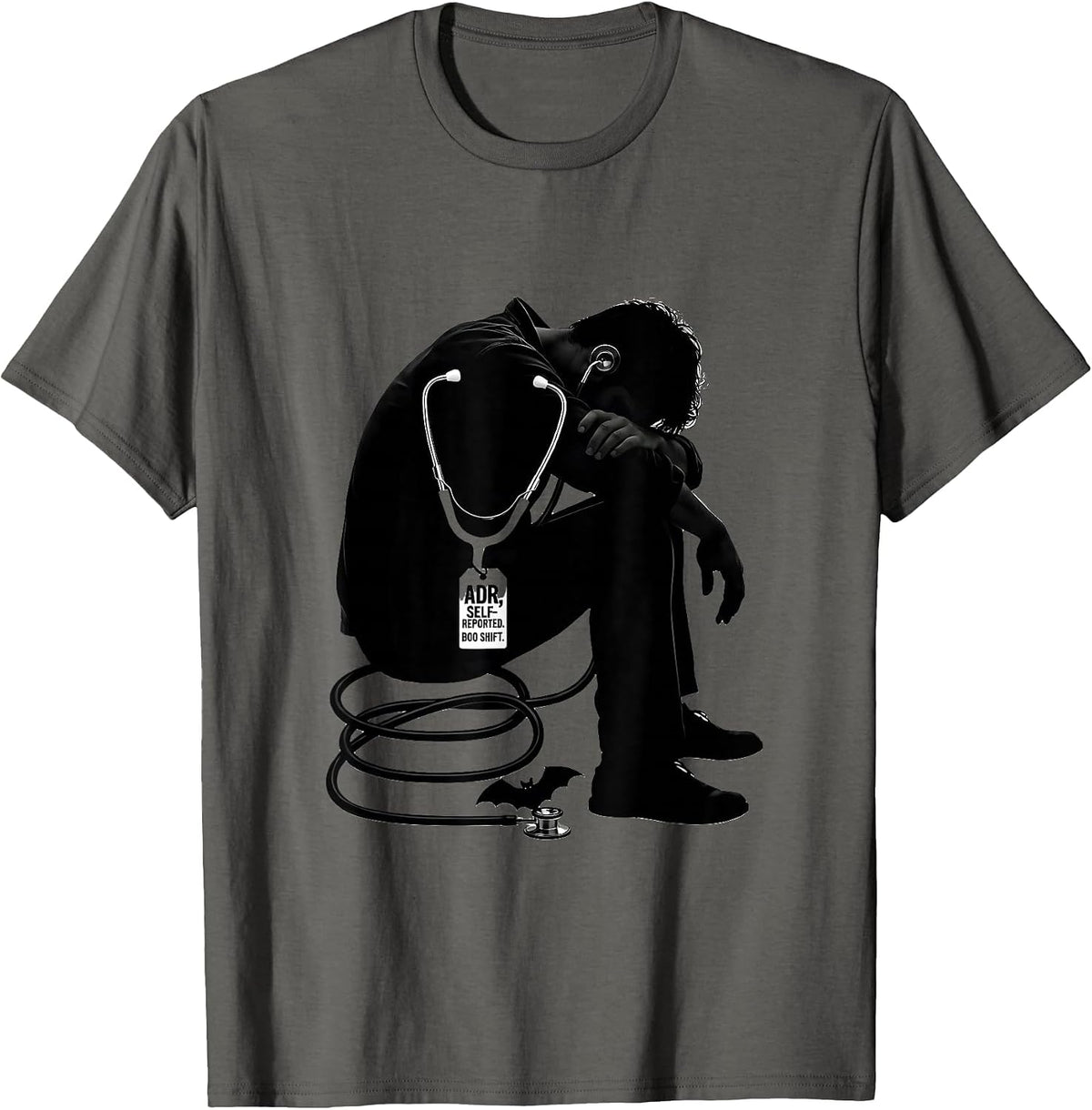 Men's Boo Shift Funny Vet Tech Halloween Workplace Humor T-Shirt - Asphalt Grey