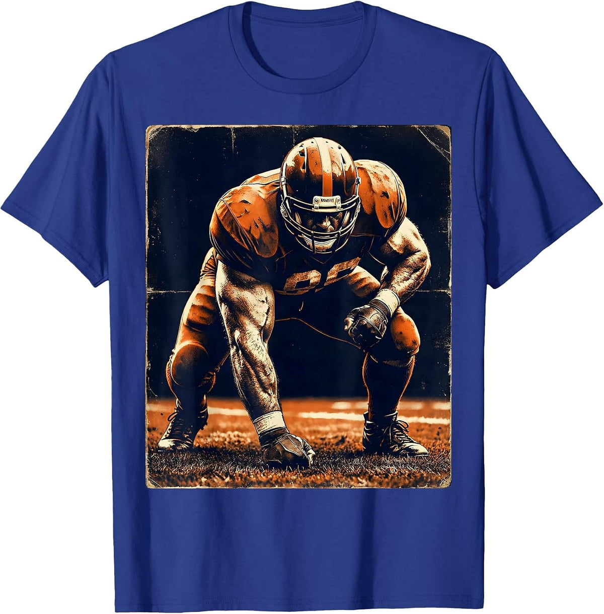 Bend and Snap Football Lineman Squat Graphic T-Shirt - Royal Blue