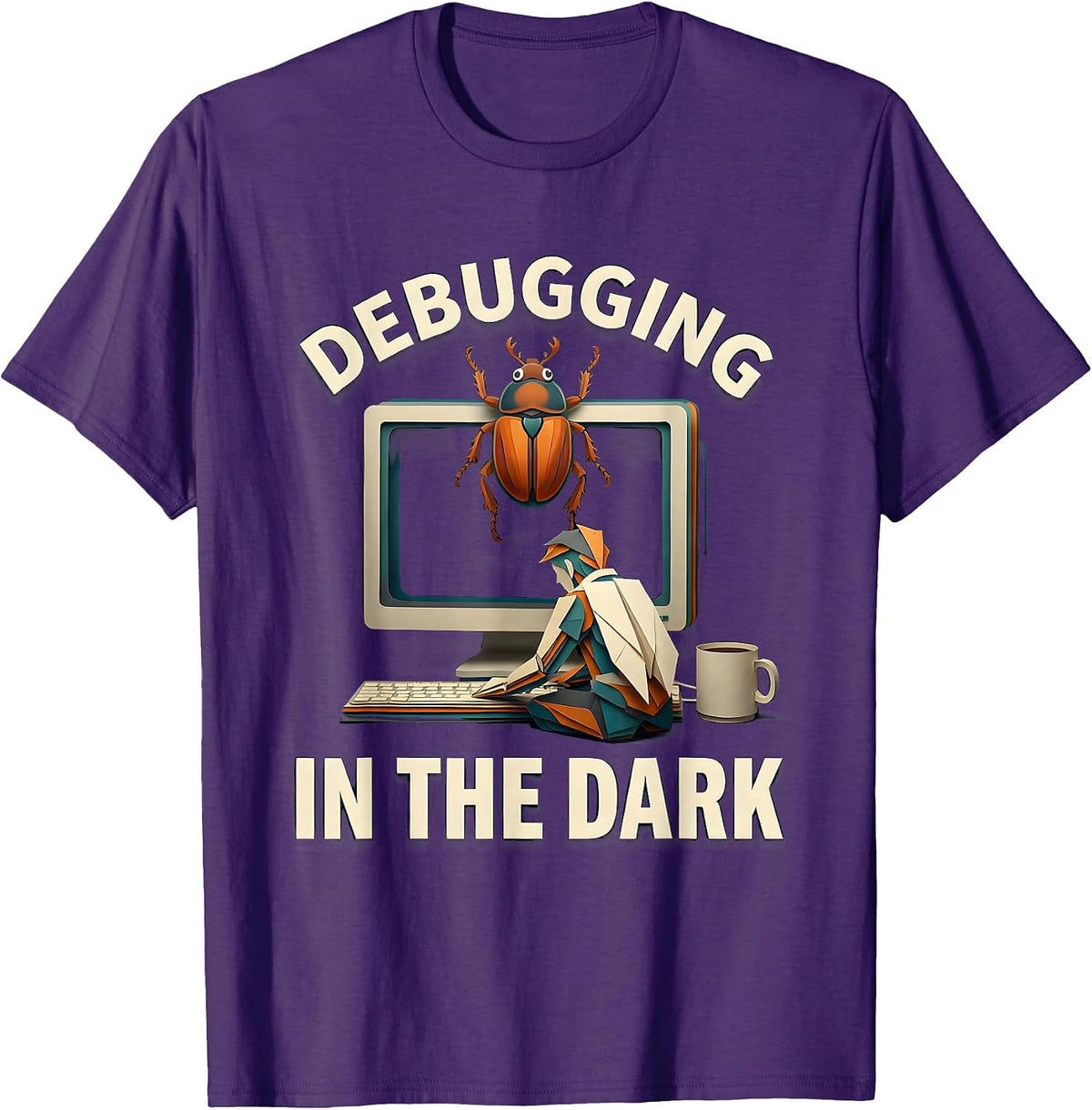 Debugging in the Dark Halloween Programmer Design T-Shirt - Purple